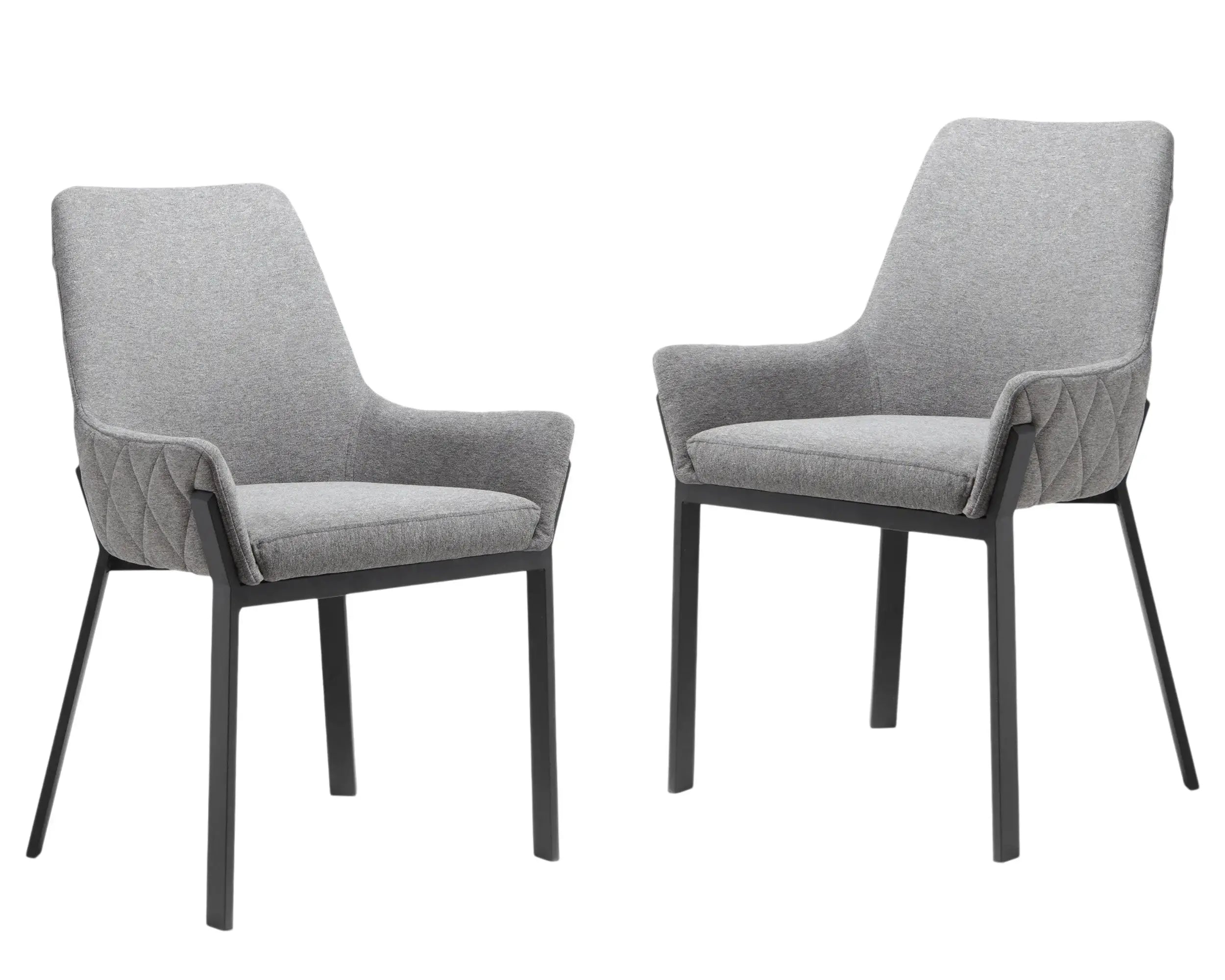 Set of Two Gray Upholstery Dining Arm Chairs Homeroots Kitchen & Dining