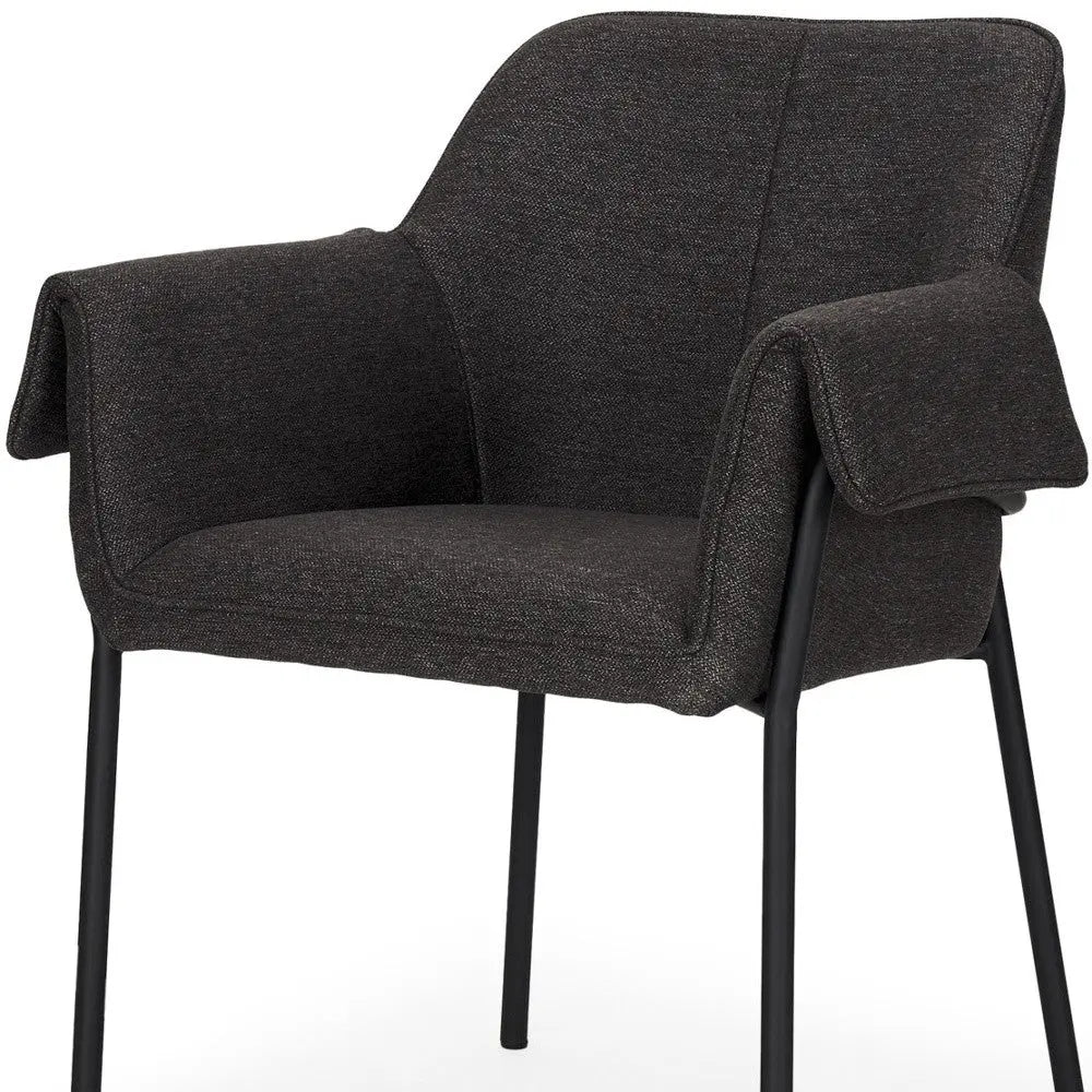 Set of Two Gray and Black Fabric Dining Arm Chairs Homeroots Kitchen & Dining
