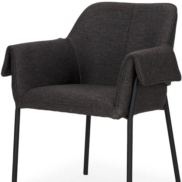 Set of Two Gray and Black Fabric Dining Arm Chairs Homeroots Kitchen & Dining