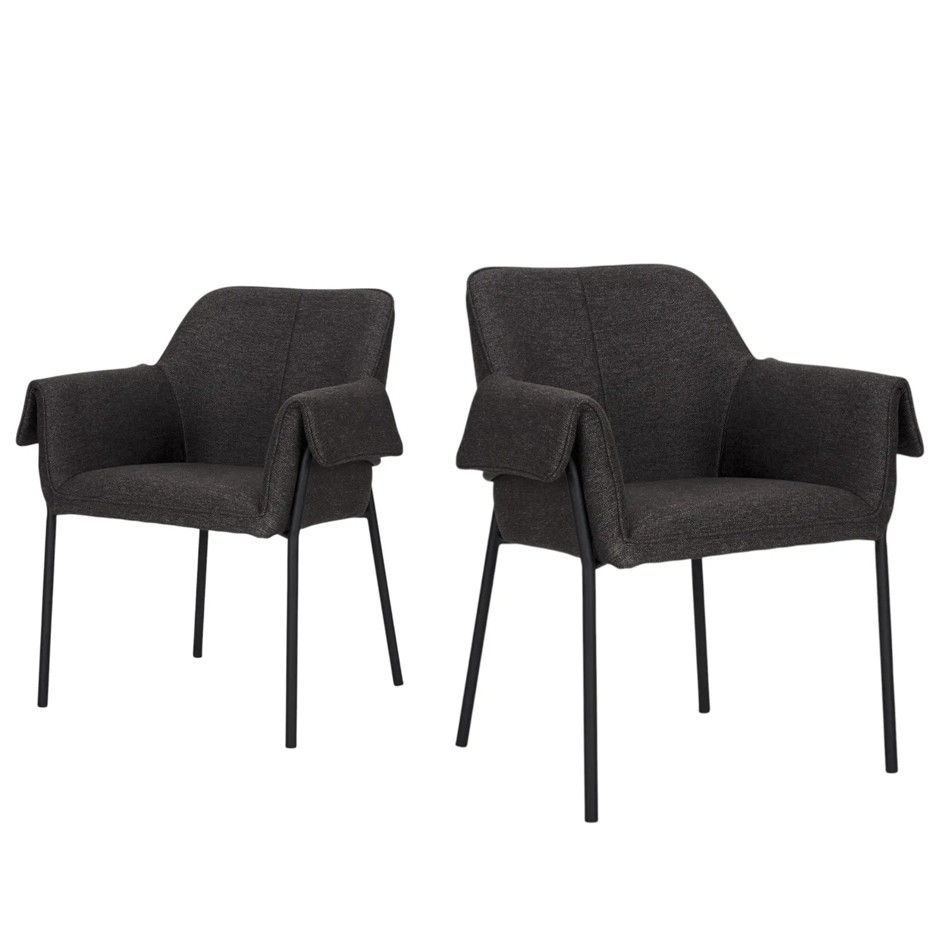 Set of Two Gray and Black Fabric Dining Arm Chairs Homeroots Kitchen & Dining