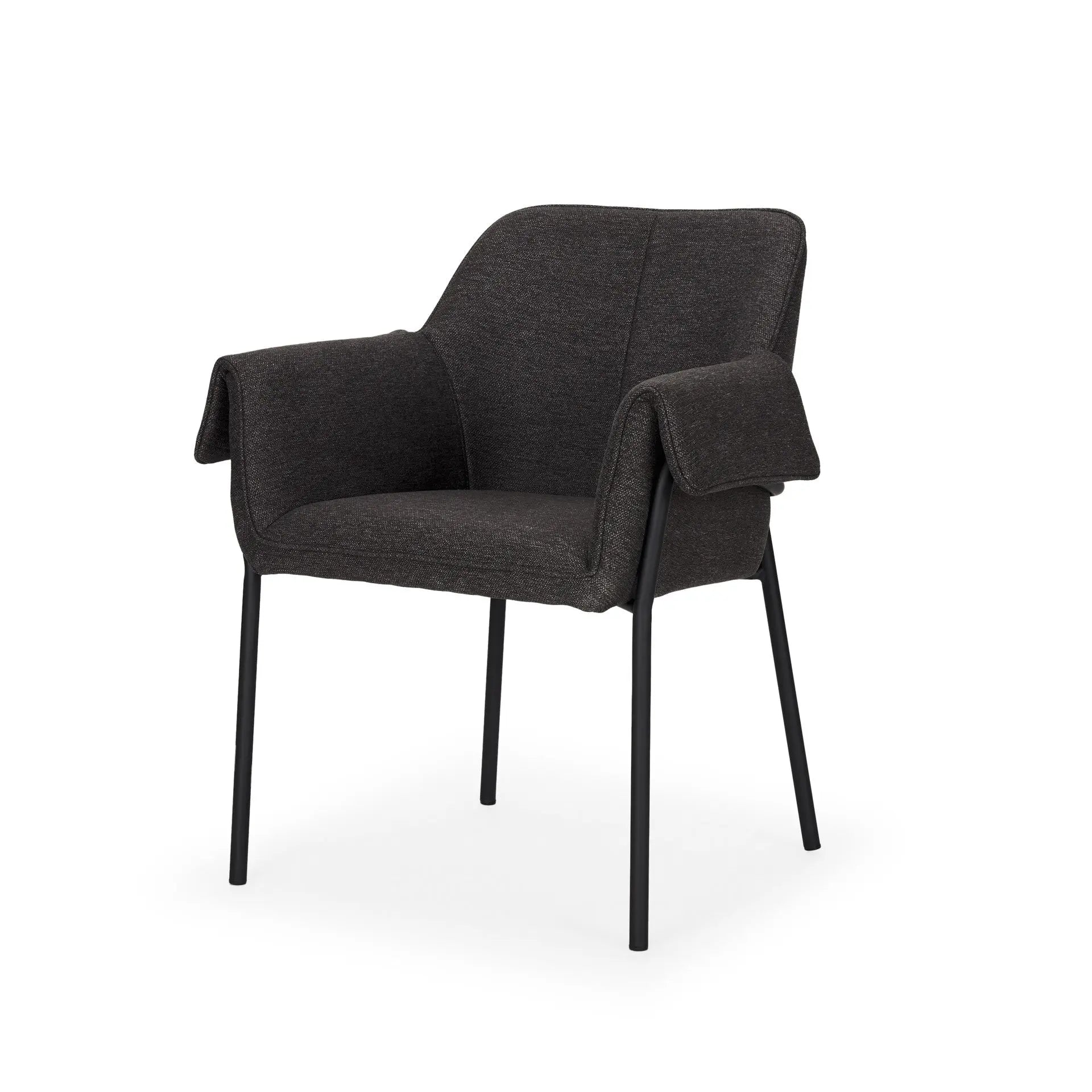 Set of Two Gray and Black Fabric Dining Arm Chairs Homeroots Kitchen & Dining