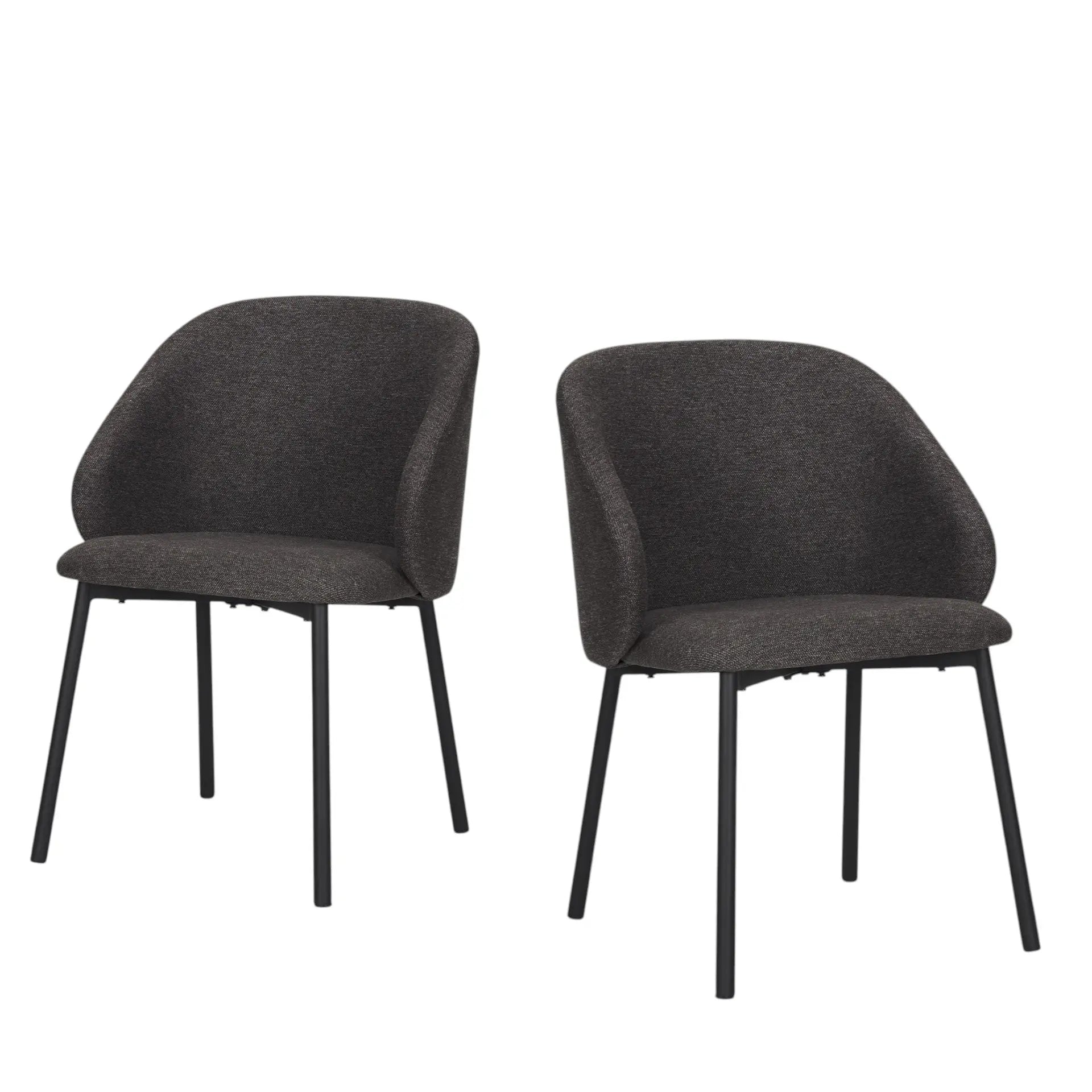 Set of Two Gray and Black Fabric Dining Side Chairs Homeroots Kitchen & Dining