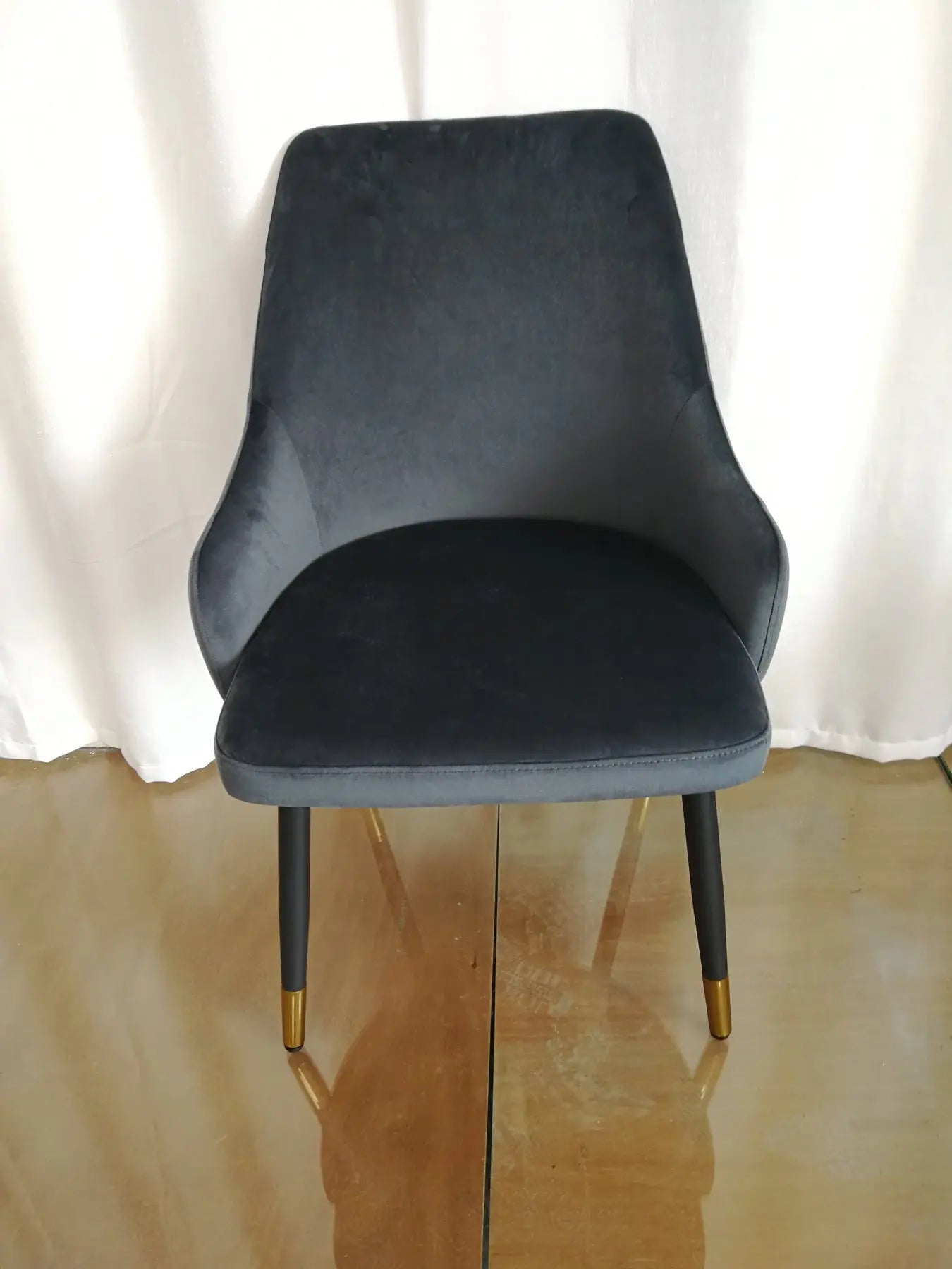 Set of Two Gray and Black Fabric Dining Side Chairs Homeroots Kitchen & Dining