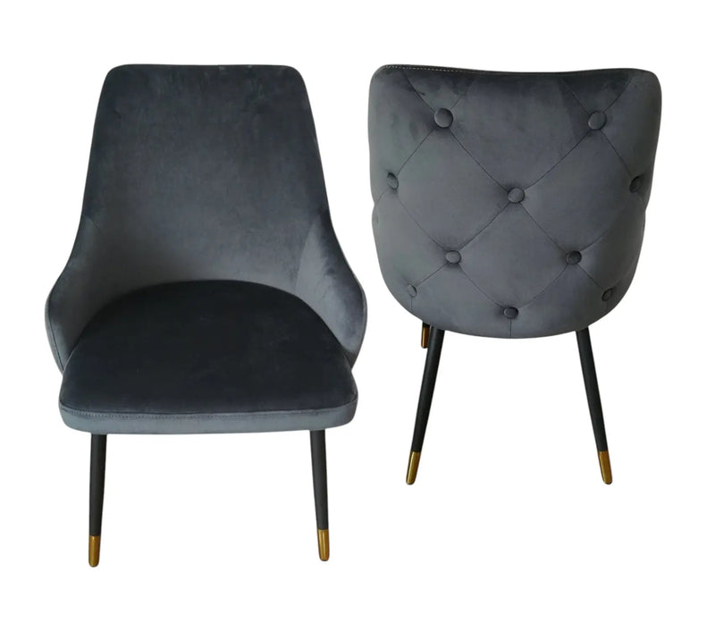 Set of Two Gray and Black Fabric Dining Side Chairs Homeroots Kitchen & Dining