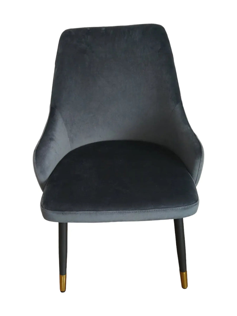 Set of Two Gray and Black Fabric Dining Side Chairs Homeroots Kitchen & Dining
