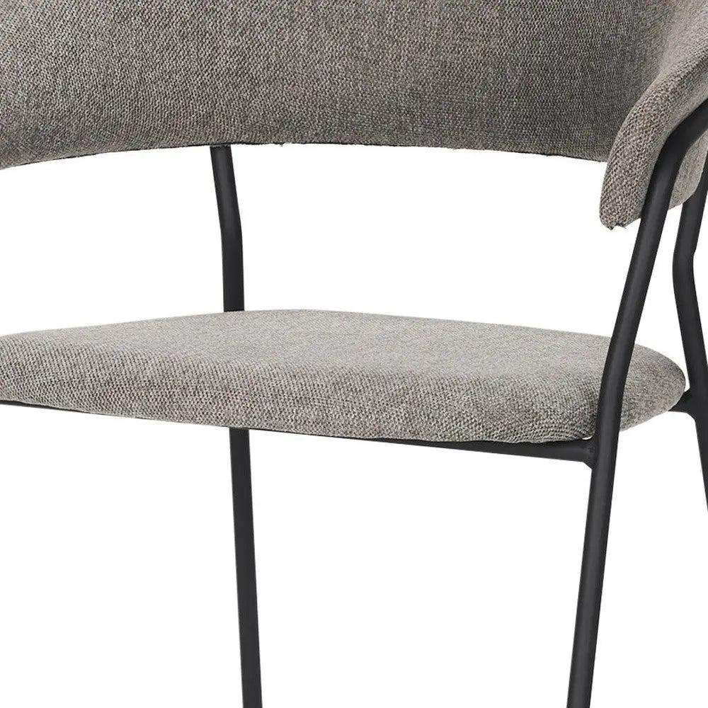 Set of Two Gray and Black Fabric Open Back Dining Arm Chairs Homeroots Kitchen & Dining