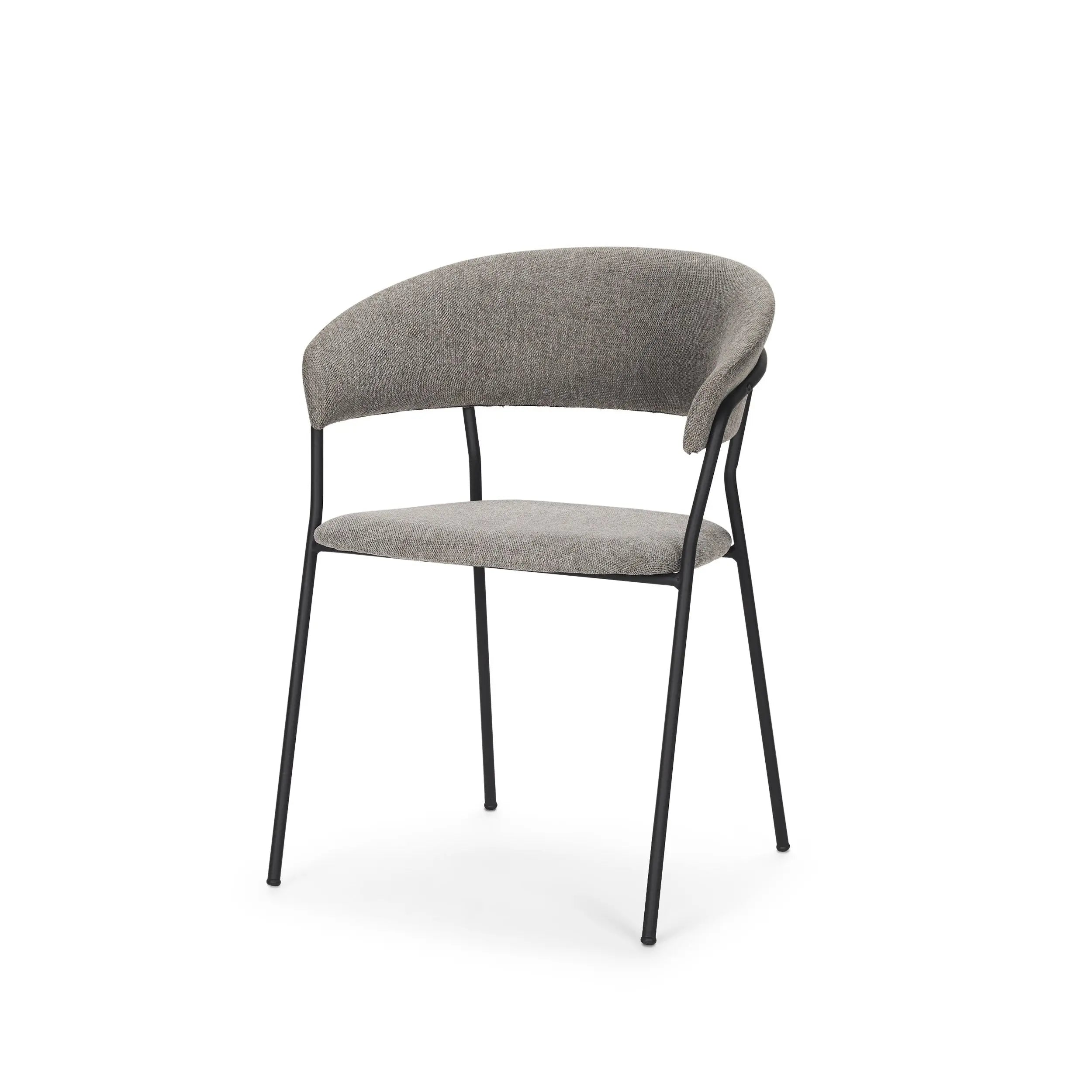 Set of Two Gray and Black Fabric Open Back Dining Arm Chairs Homeroots Kitchen & Dining
