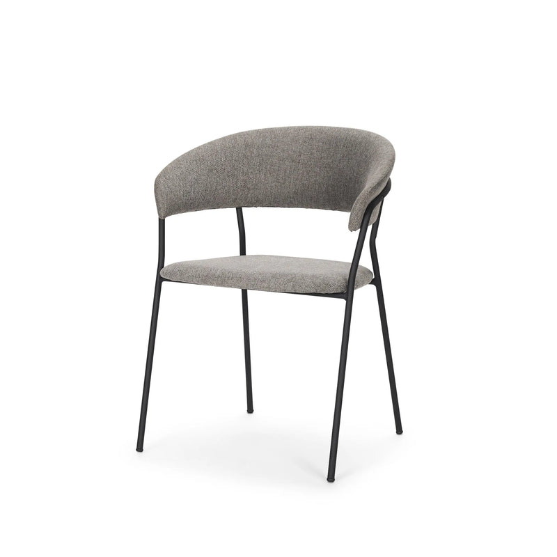 Set of Two Gray and Black Fabric Open Back Dining Arm Chairs Homeroots Kitchen & Dining
