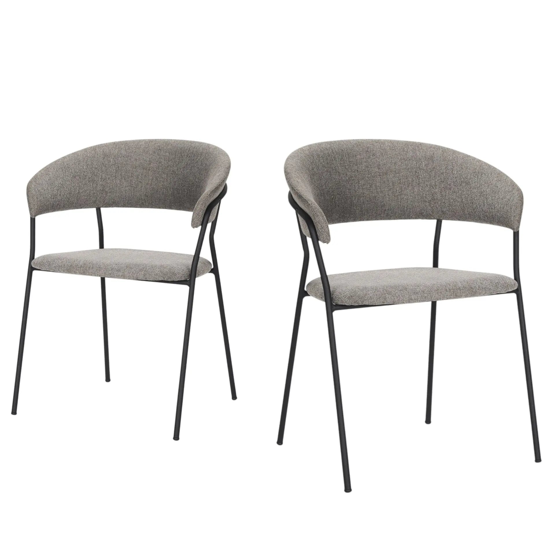 Set of Two Gray and Black Fabric Open Back Dining Arm Chairs Homeroots Kitchen & Dining