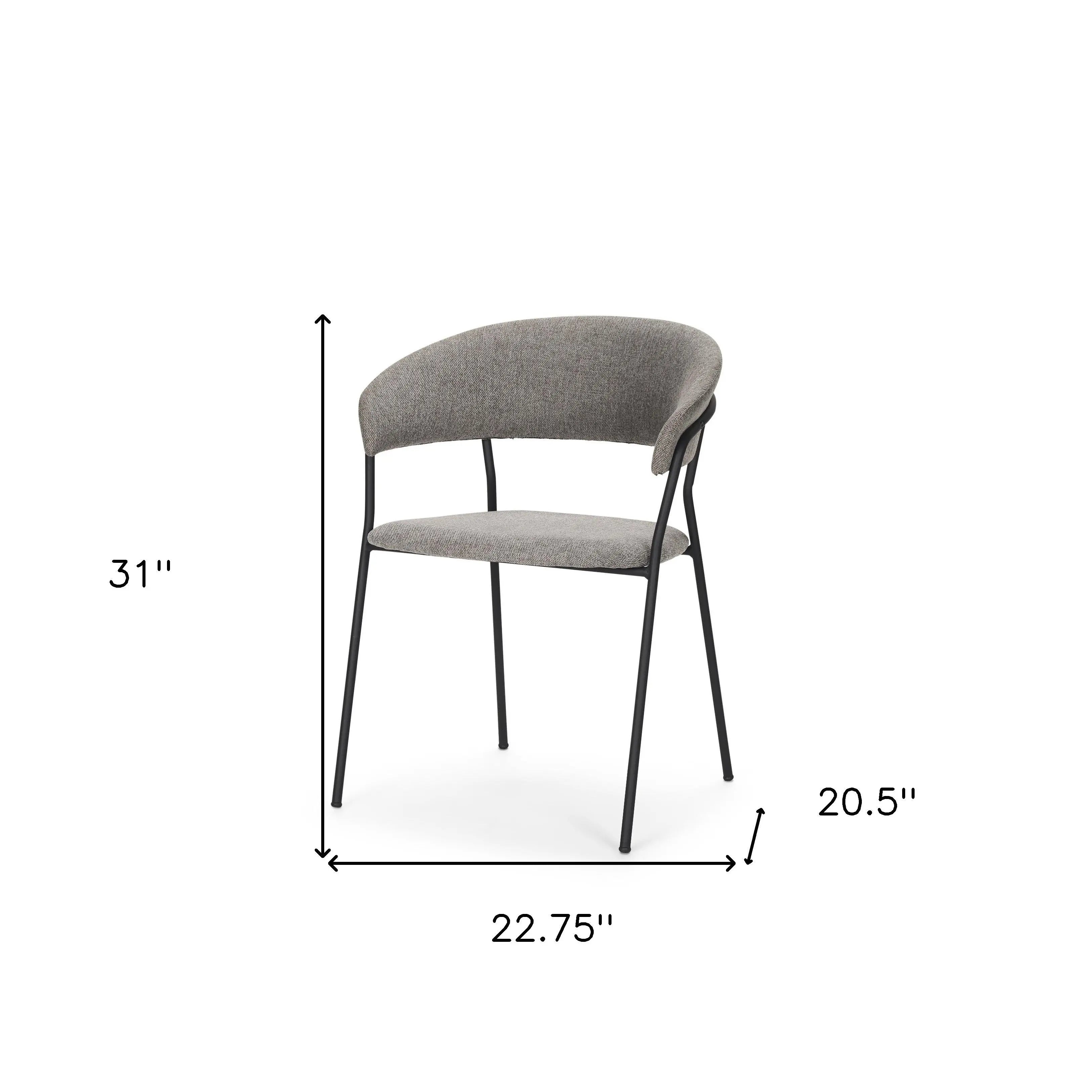 Set of Two Gray and Black Fabric Open Back Dining Arm Chairs Homeroots Kitchen & Dining