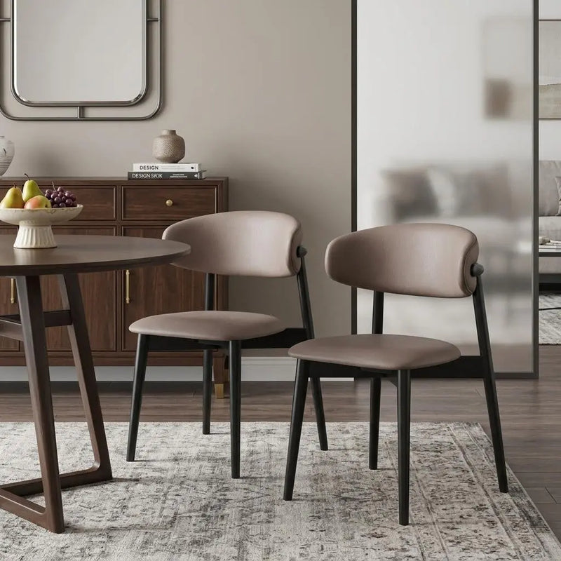 Set of Two Gray and Black Fabric Open Back Dining Side Chairs Homeroots Kitchen & Dining