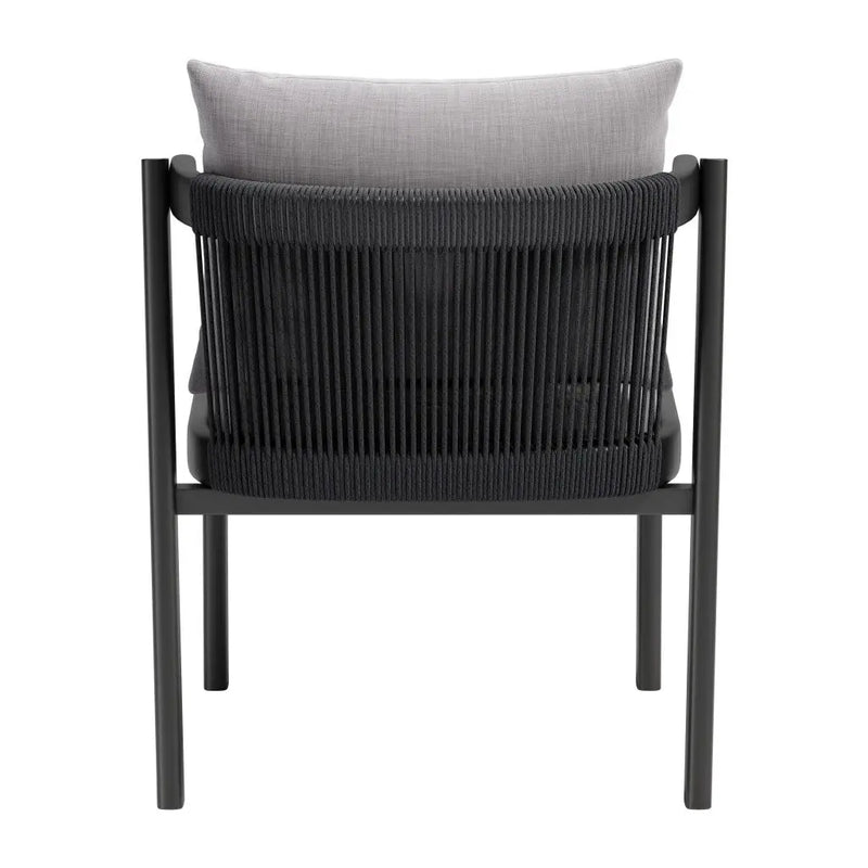 Set of Two Gray and Black Slipcovered Upholstered And Aluminum Partially Open Back Dining Side Chairs - GreatEagleInc