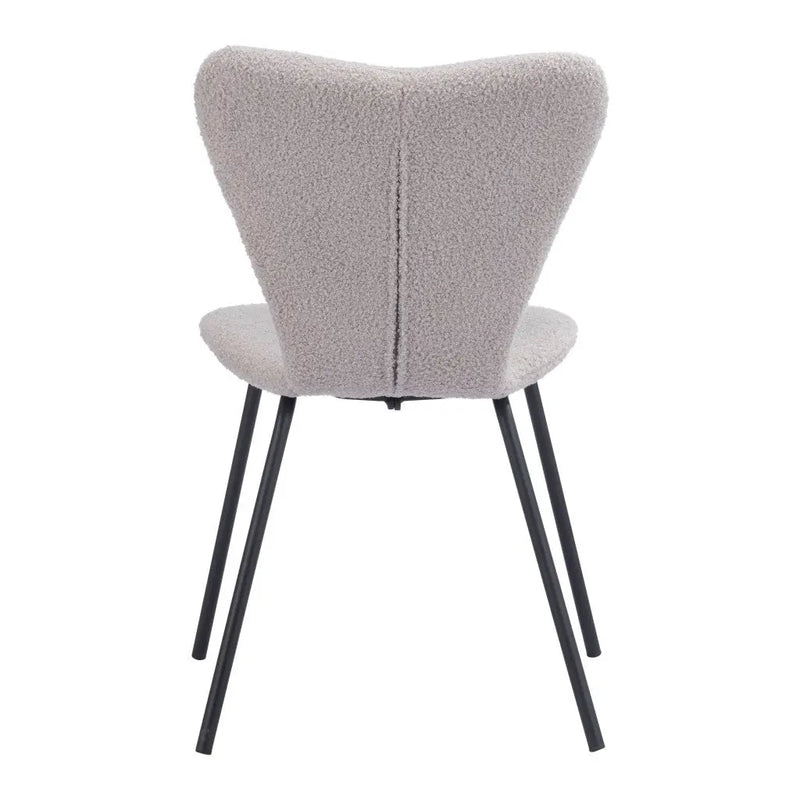 Set of Two Gray and Black Upholstered Faux Fur Dining Side Chairs Homeroots