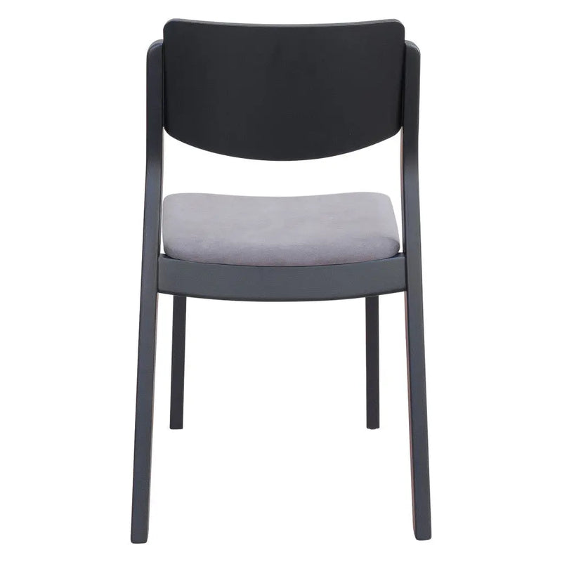 Set of Two Gray and Black Upholstered Velvet Open Back Dining Side Chairs Homeroots