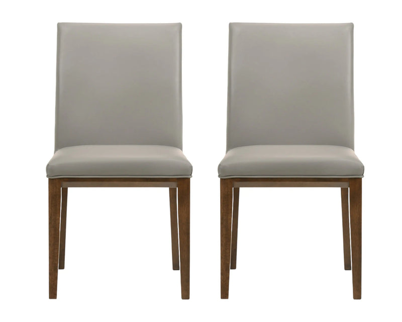 Set of Two Gray and Brown Leather Dining Side Chairs Homeroots Kitchen & Dining