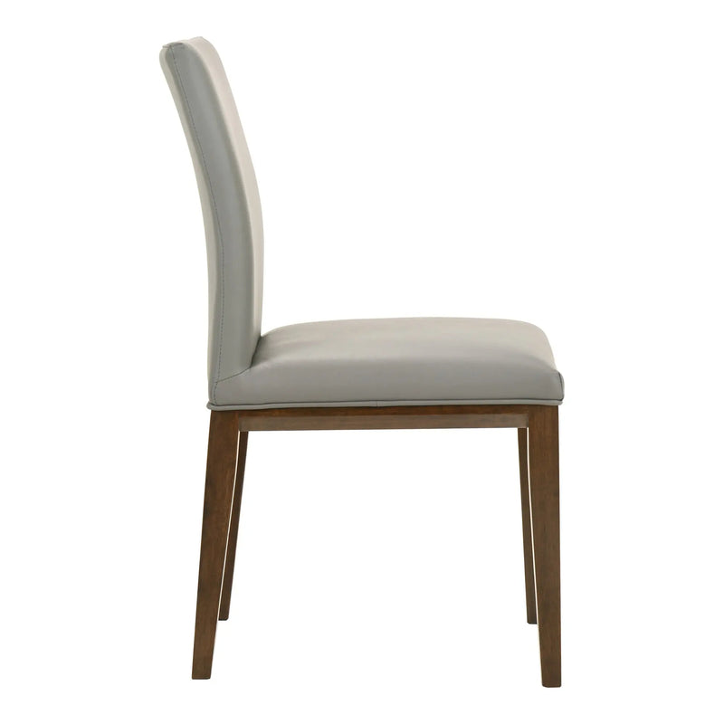 Set of Two Gray and Brown Leather Dining Side Chairs Homeroots Kitchen & Dining