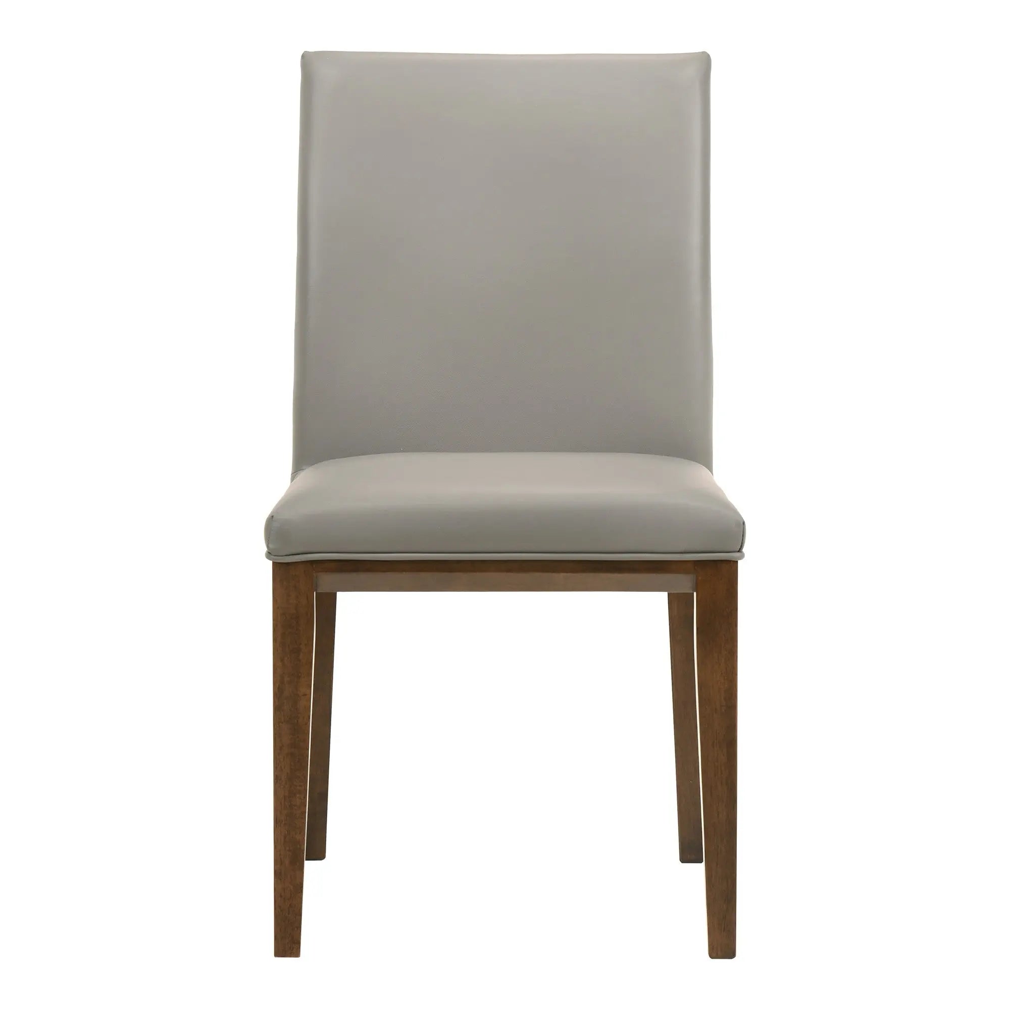 Set of Two Gray and Brown Leather Dining Side Chairs Homeroots Kitchen & Dining