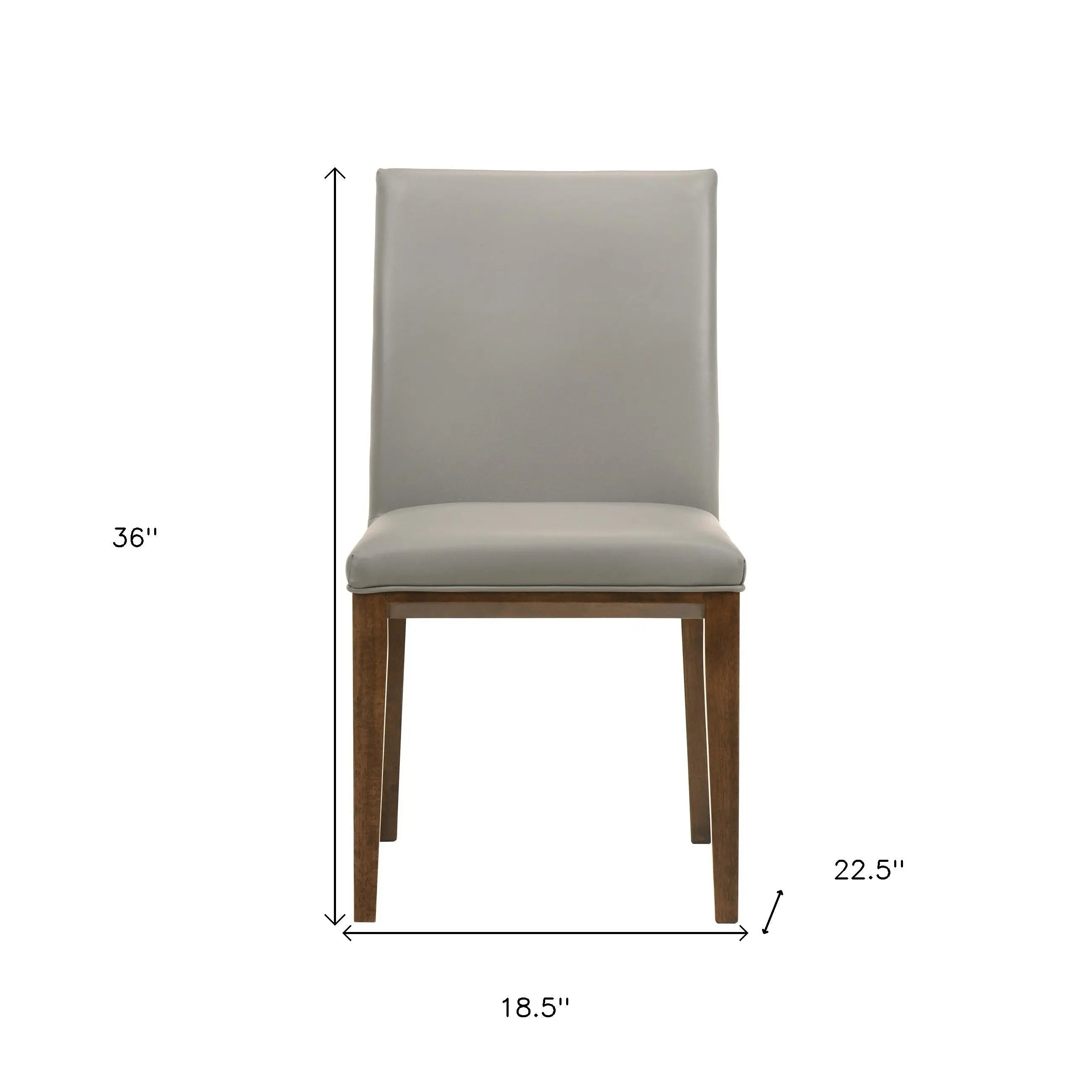 Set of Two Gray and Brown Leather Dining Side Chairs Homeroots Kitchen & Dining