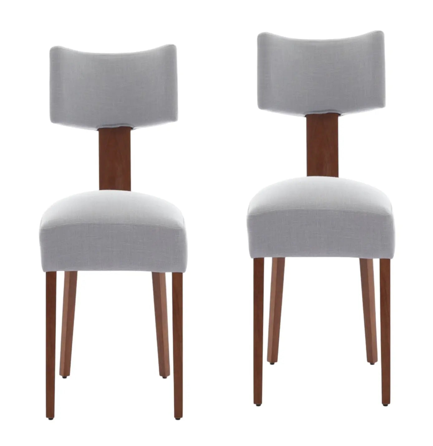 Set of Two Gray and Brown Linen Dining Side Chairs Homeroots Kitchen & Dining