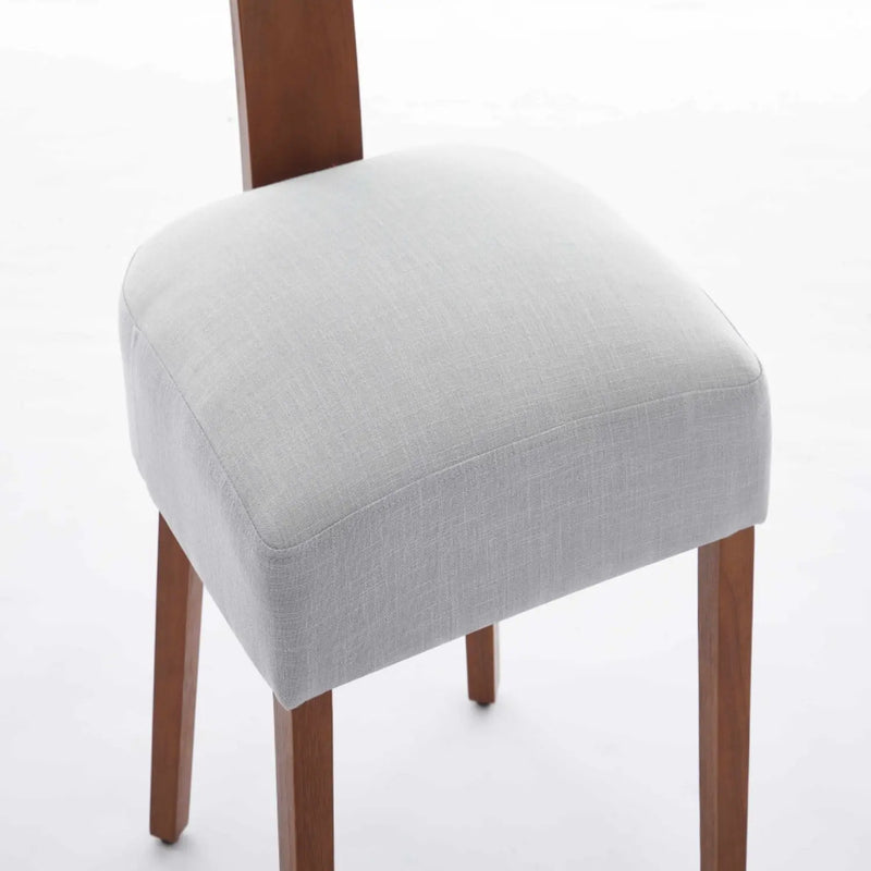 Set of Two Gray and Brown Linen Dining Side Chairs Homeroots Kitchen & Dining