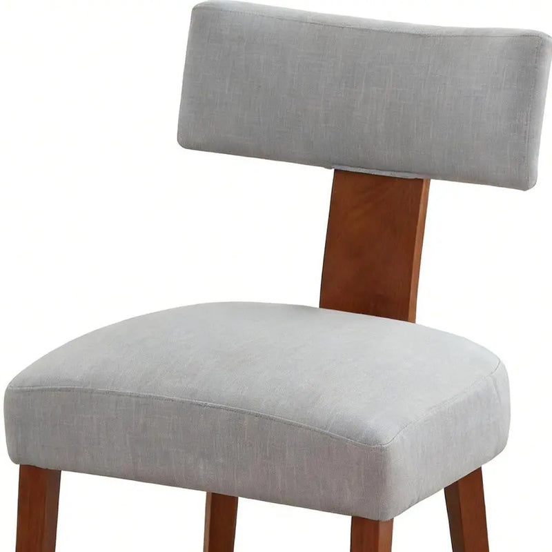 Set of Two Gray and Brown Linen and Solid Wood Dining Side Chairs Homeroots Kitchen & Dining