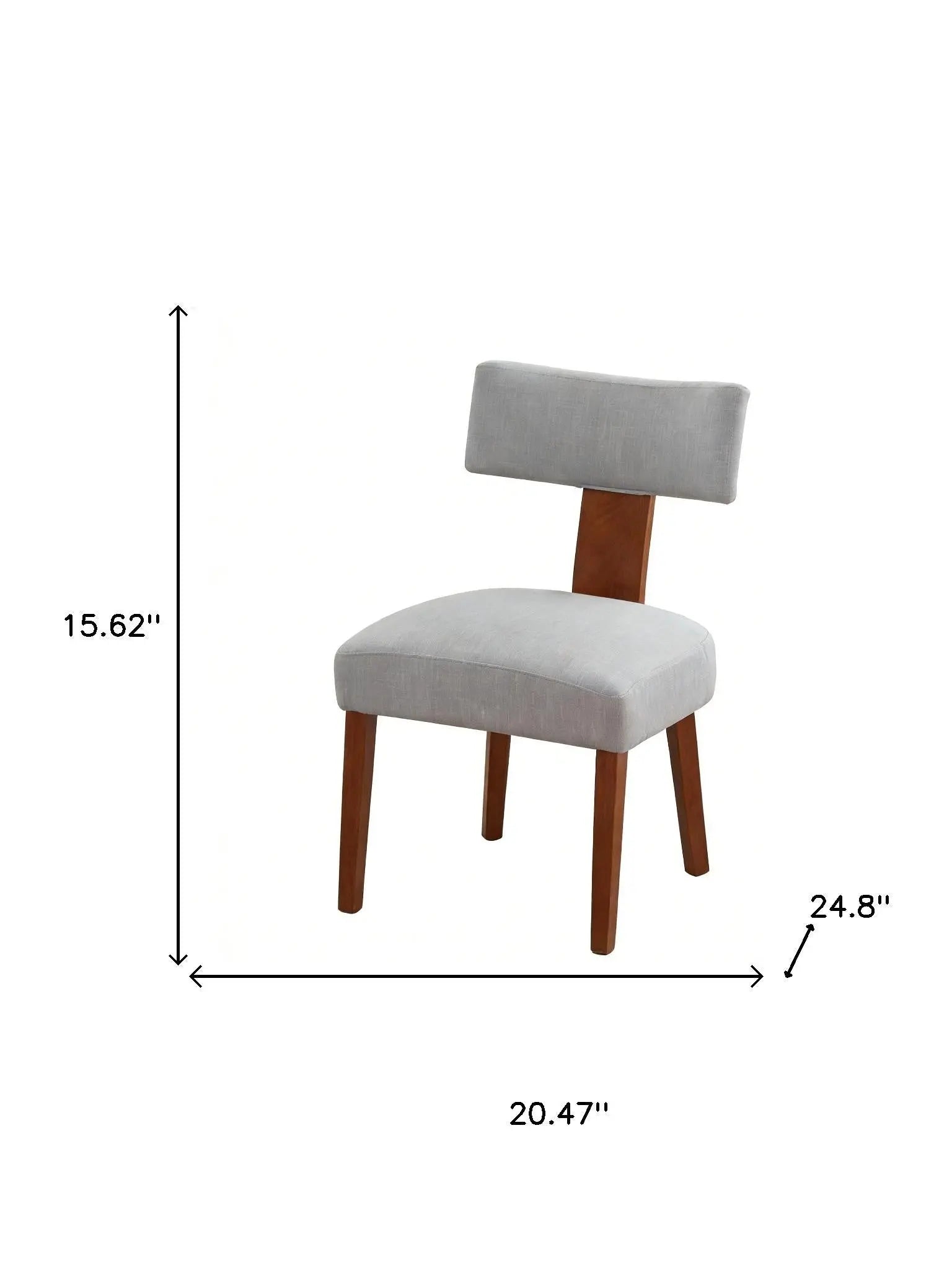 Set of Two Gray and Brown Linen and Solid Wood Dining Side Chairs Homeroots Kitchen & Dining