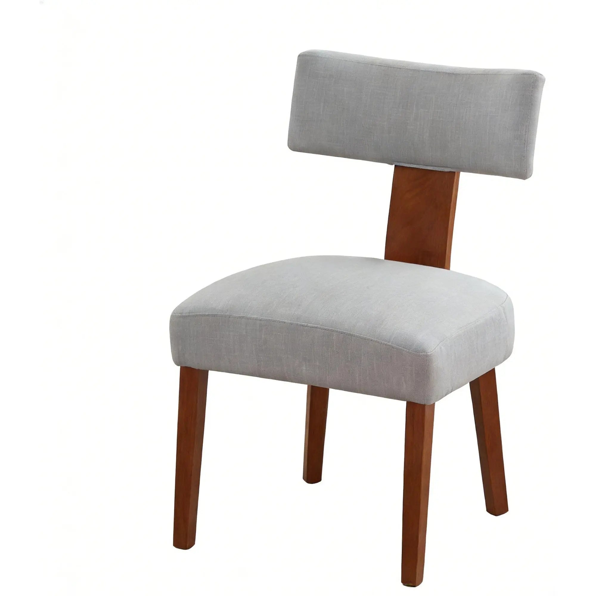 Set of Two Gray and Brown Linen and Solid Wood Dining Side Chairs Homeroots Kitchen & Dining