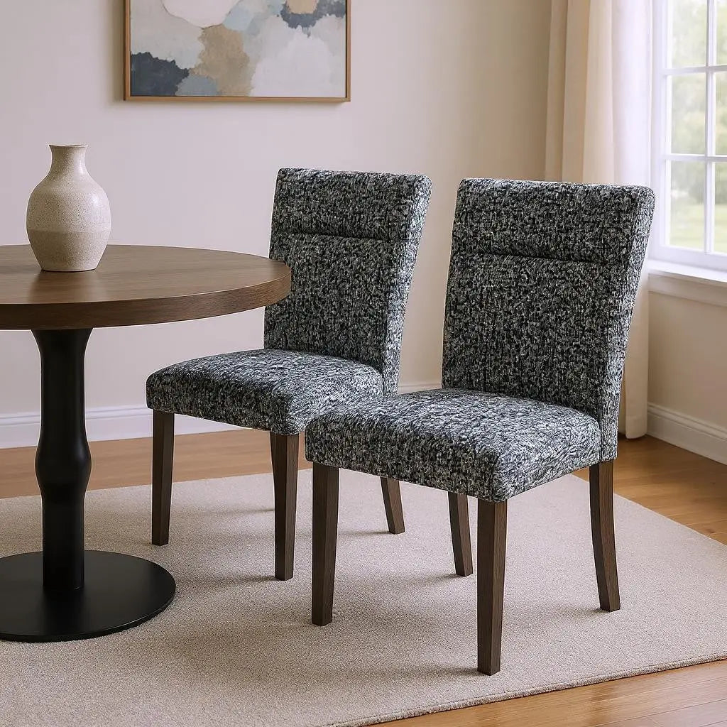 Set of Two Gray and Brown Upholstered Dining Side Chairs Homeroots Kitchen & Dining