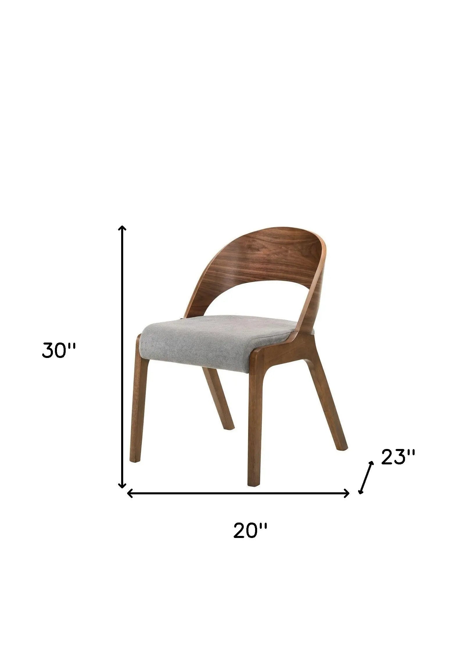 Set of Two Gray and Brown Upholstered Fabric Curved Back Dining Side Chairs Homeroots Kitchen & Dining