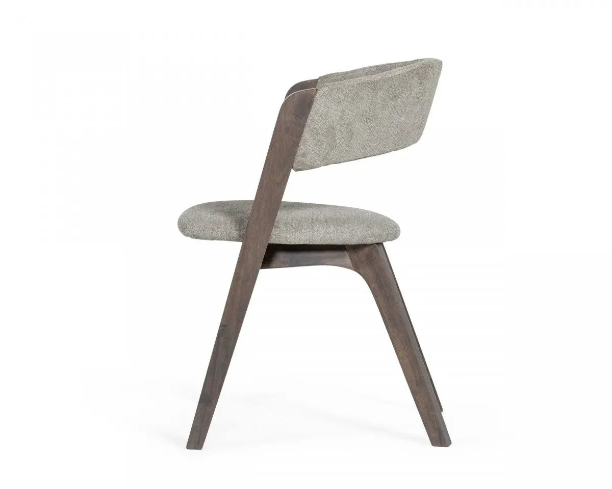 Set of Two Gray and Brown Upholstered Fabric Dining Arm Chairs Homeroots Kitchen & Dining