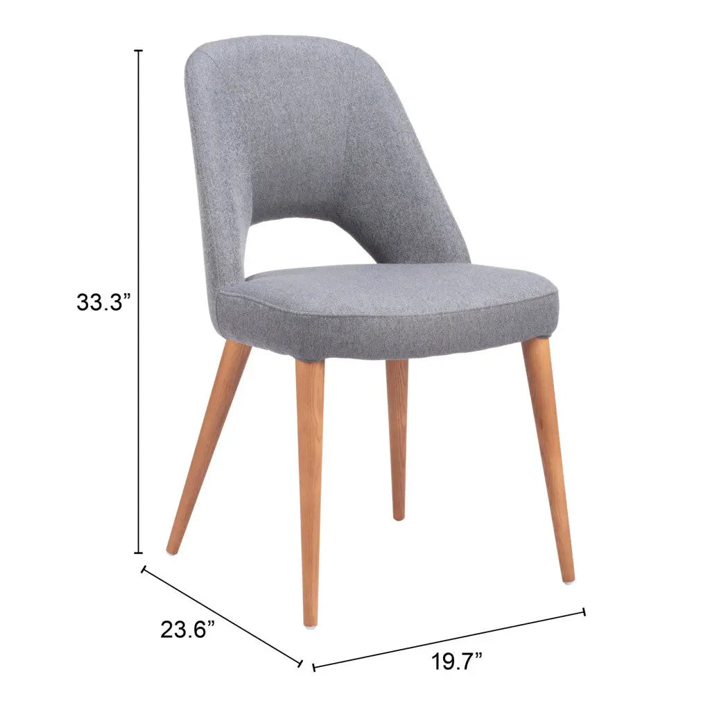 Set of Two Gray and Brown Upholstered Fabric Dining Side Chairs Homeroots