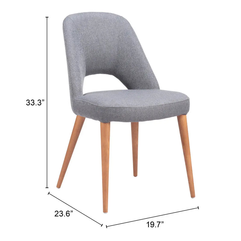 Set of Two Gray and Brown Upholstered Fabric Dining Side Chairs Homeroots
