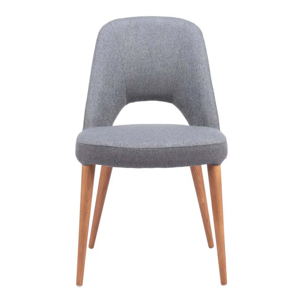 Set of Two Gray and Brown Upholstered Fabric Dining Side Chairs Homeroots