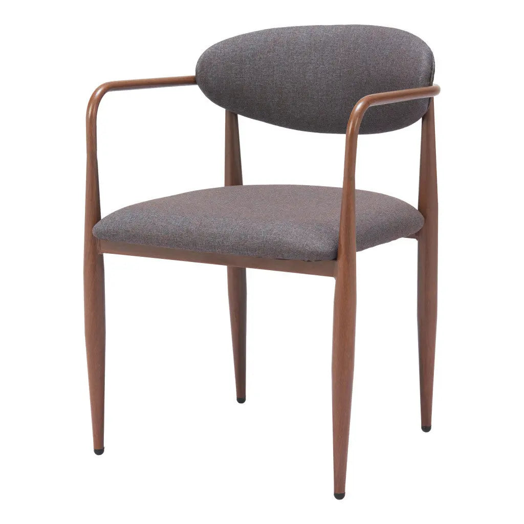 Set of Two Gray and Brown Upholstery Open Back Dining Arm Chairs Homeroots Kitchen & Dining