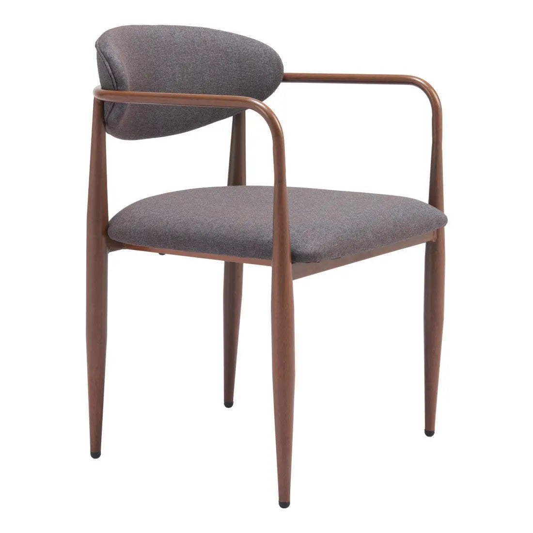 Set of Two Gray and Brown Upholstery Open Back Dining Arm Chairs Homeroots Kitchen & Dining