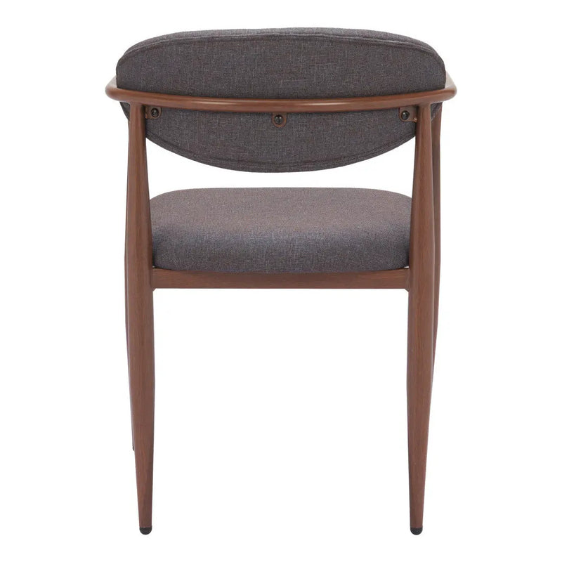 Set of Two Gray and Brown Upholstery Open Back Dining Arm Chairs Homeroots Kitchen & Dining