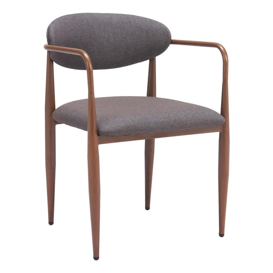 Set of Two Gray and Brown Upholstery Open Back Dining Arm Chairs Homeroots Kitchen & Dining
