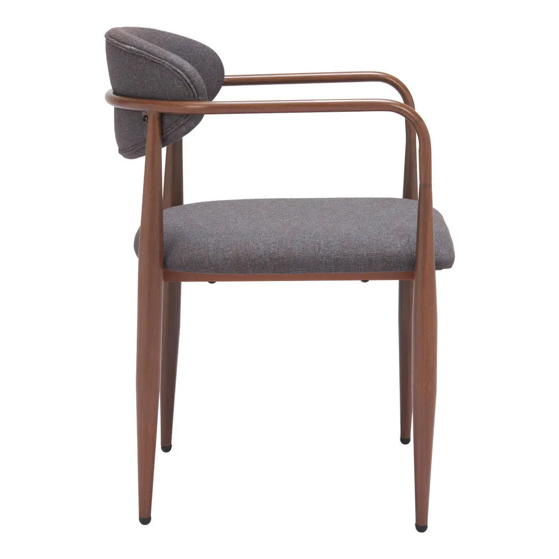 Set of Two Gray and Brown Upholstery Open Back Dining Arm Chairs Homeroots Kitchen & Dining