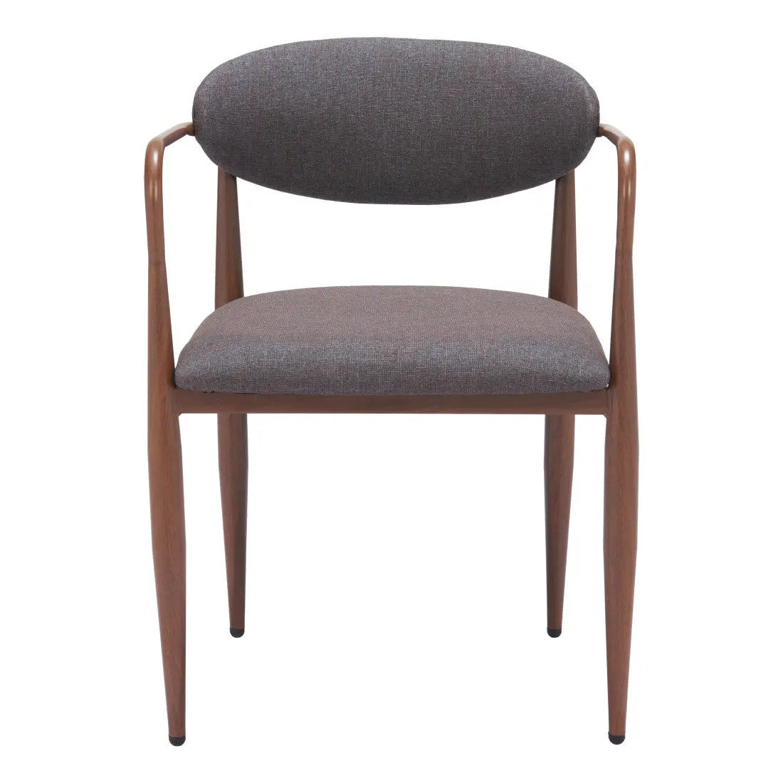 Set of Two Gray and Brown Upholstery Open Back Dining Arm Chairs Homeroots Kitchen & Dining