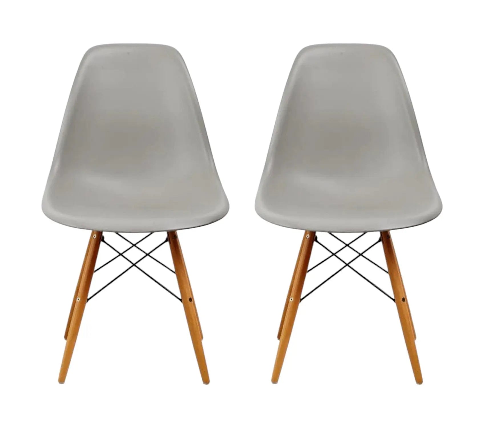 Set of Two Gray and Brown Wood and Heavy Duty Plastic Dining Side Chairs Homeroots Kitchen & Dining
