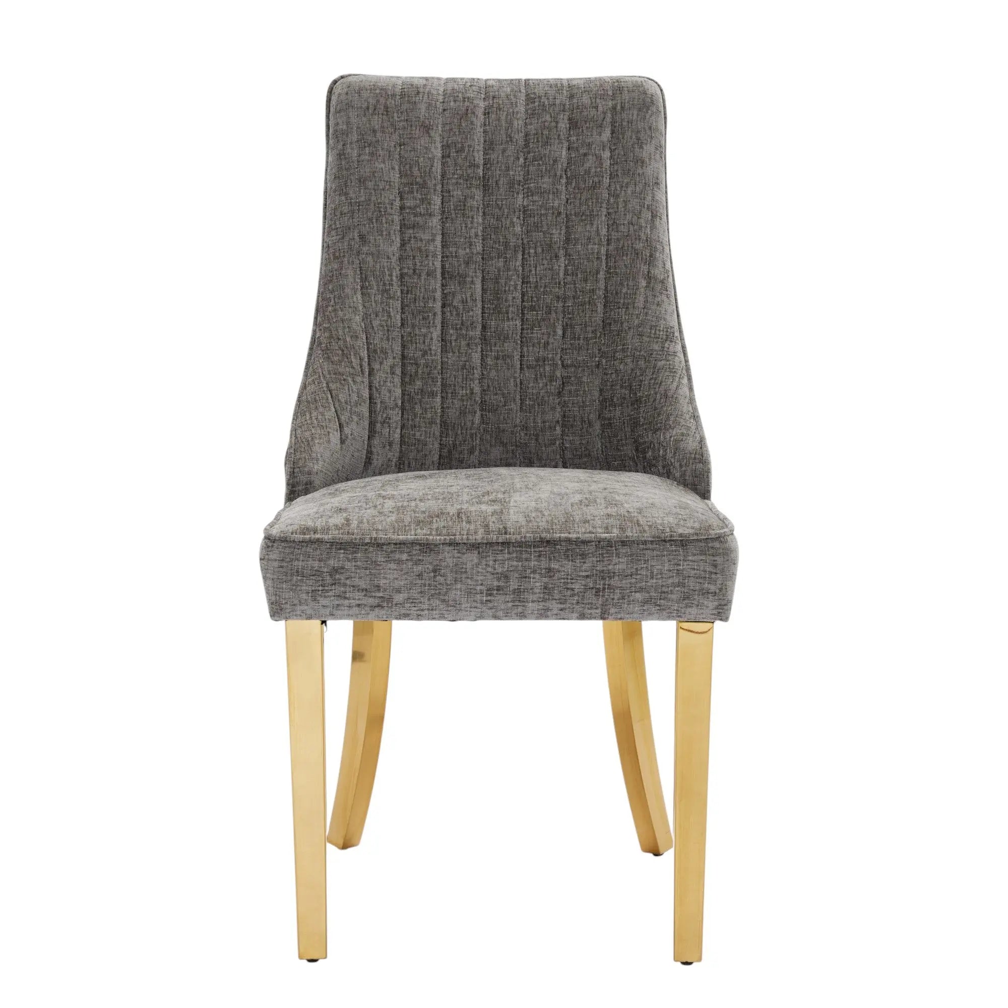 Set of Two Gray and Gold Chenille Dining Side Chairs Homeroots Kitchen & Dining