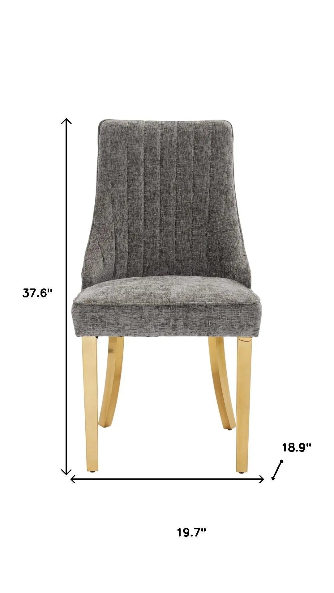 Set of Two Gray and Gold Chenille Dining Side Chairs Homeroots Kitchen & Dining