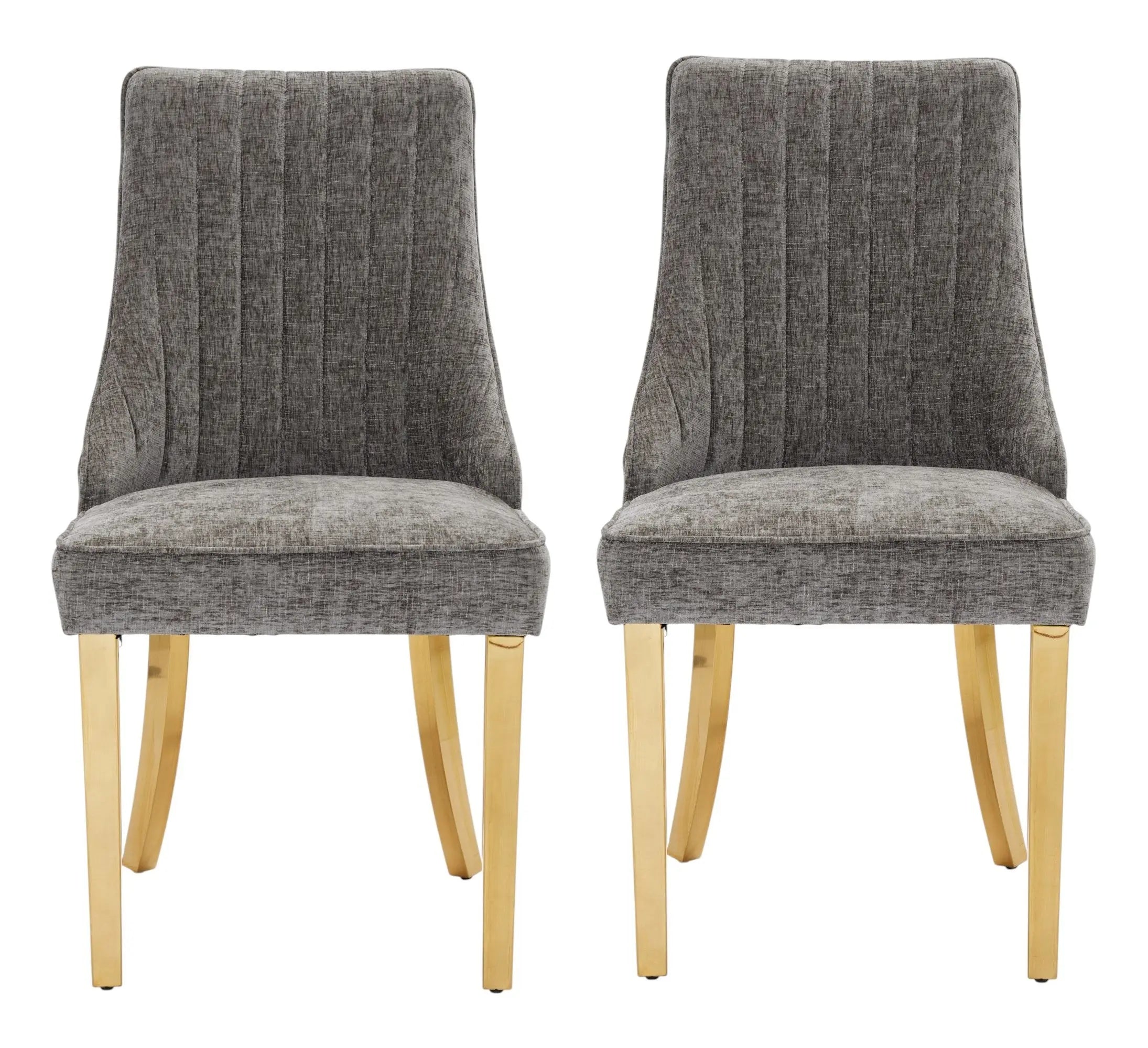 Set of Two Gray and Gold Chenille Dining Side Chairs Homeroots Kitchen & Dining