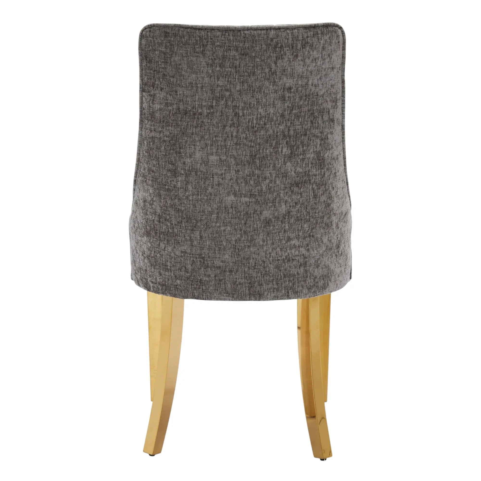 Set of Two Gray and Gold Chenille Dining Side Chairs Homeroots Kitchen & Dining