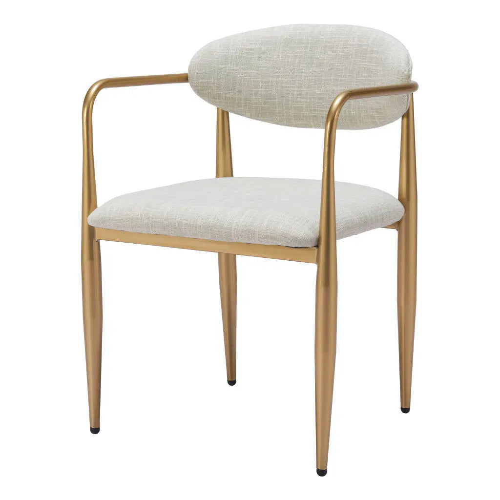 Set of Two Gray and Gold Upholstery Open Back Dining Arm Chairs Homeroots Kitchen & Dining