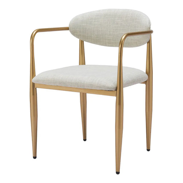 Set of Two Gray and Gold Upholstery Open Back Dining Arm Chairs Homeroots Kitchen & Dining