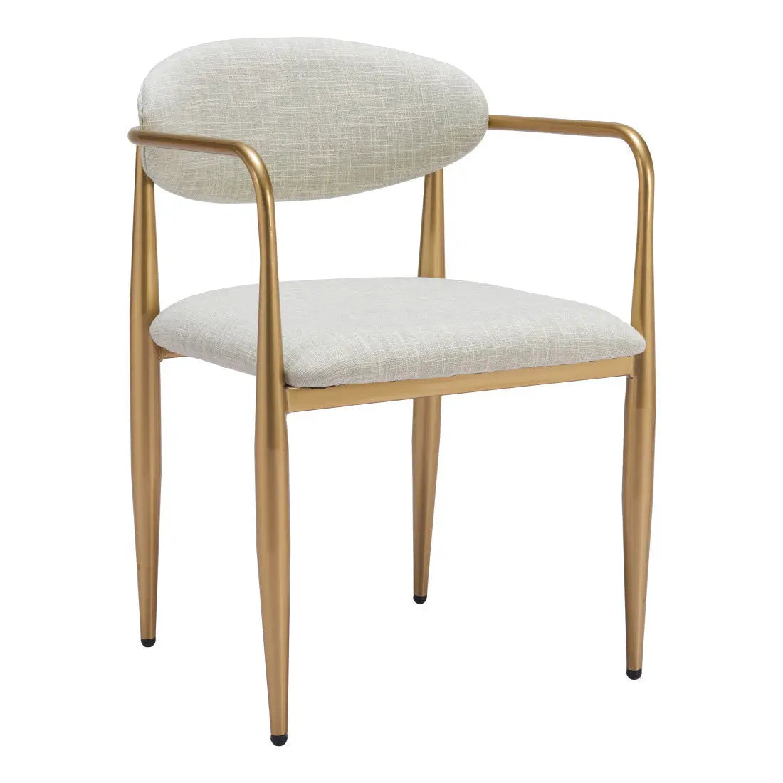 Set of Two Gray and Gold Upholstery Open Back Dining Arm Chairs Homeroots Kitchen & Dining