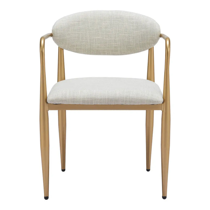 Set of Two Gray and Gold Upholstery Open Back Dining Arm Chairs Homeroots Kitchen & Dining