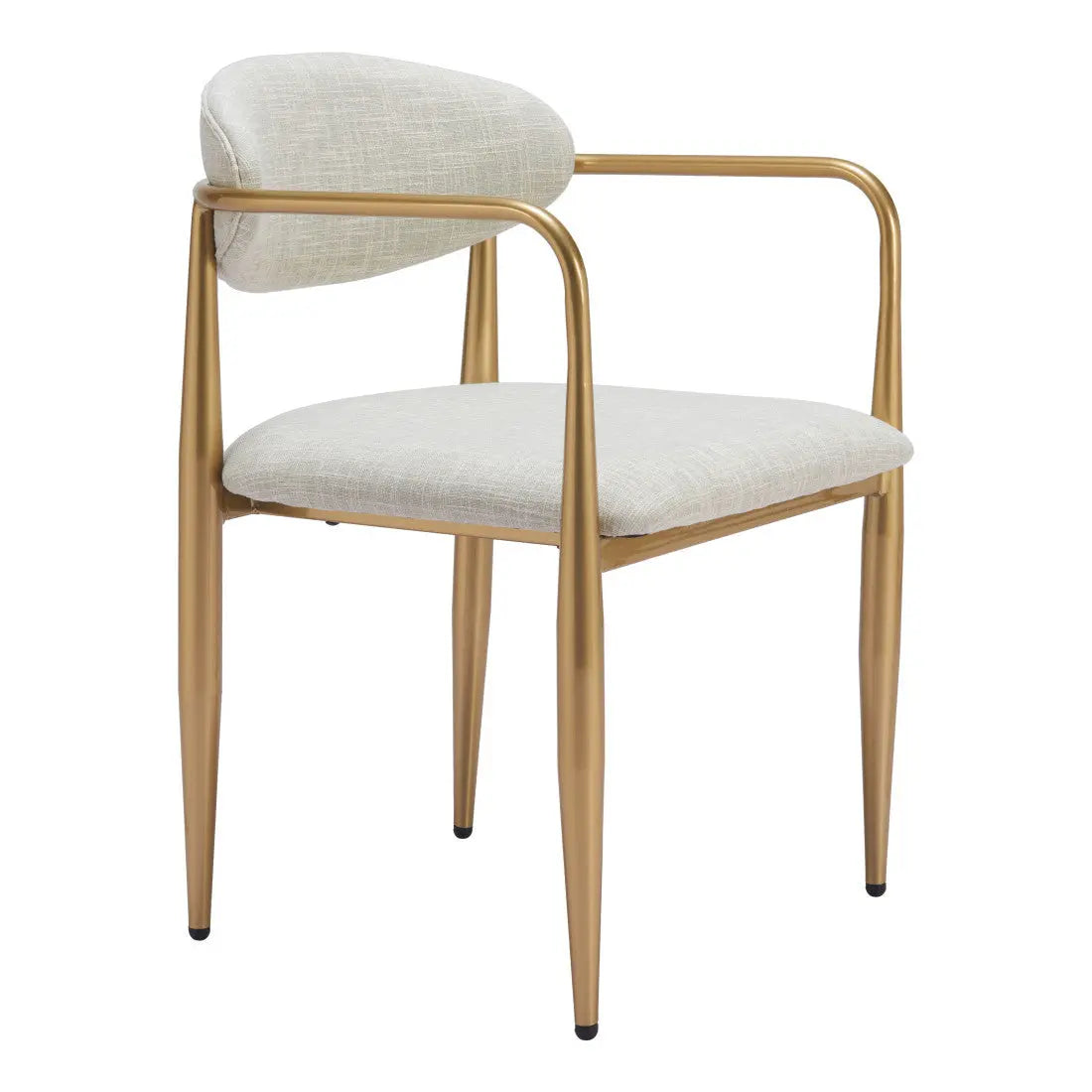 Set of Two Gray and Gold Upholstery Open Back Dining Arm Chairs Homeroots Kitchen & Dining