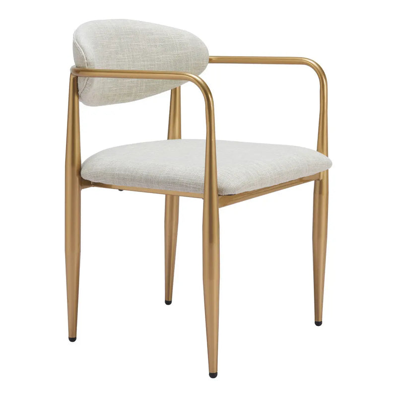 Set of Two Gray and Gold Upholstery Open Back Dining Arm Chairs Homeroots Kitchen & Dining